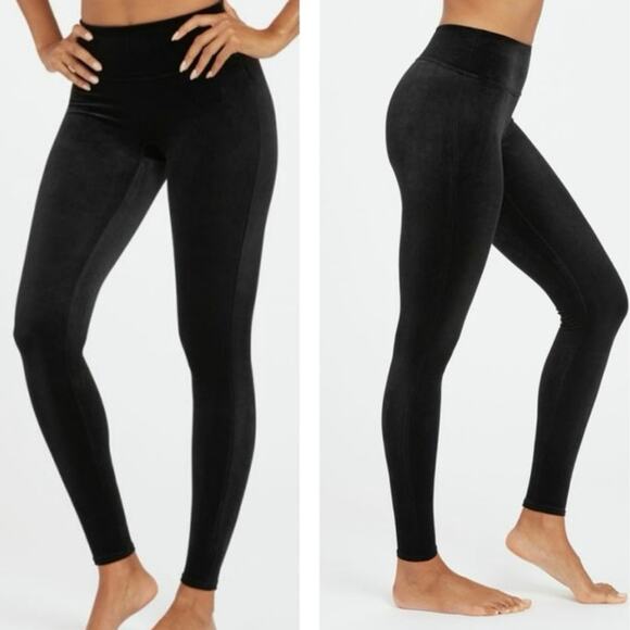 NWT Spanx Black Velvet Leggings - Picture 1 of 5